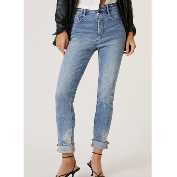 Anthropologie Pilcro The Cigarette Distressed Splatter Slim Straight Jeans - 34 - Picture 2 of 14